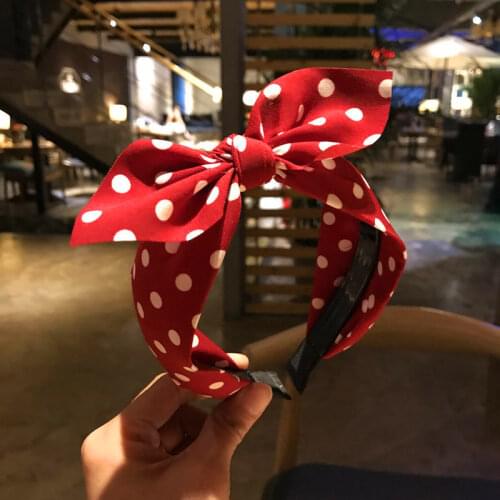 Dot Print Hairbands Headbands for Women Girls Head Bands 2019 New Fashion Rabbit Ears Bow Hair Accesories