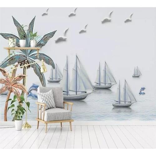Simple 3D boat background wall professional production mural wholesale wallpaper custom poster photo wall