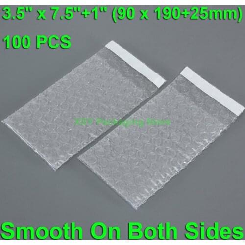 100 PCS 3.5" x 7.5"+1" (90 x 190+25mm) Clear Bubble Bags Plastic Packaging Poly Packing Envelopes Pouches Self Sealing