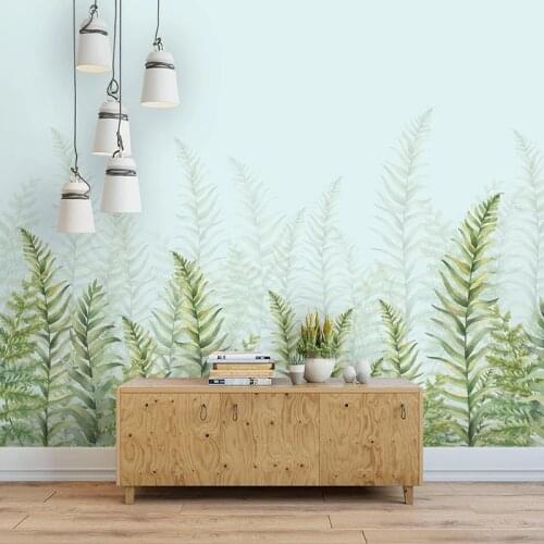 Custom Self-Adhesive Wallpaper Modern Nordic Style Hand Painted Watercolor Plants Photo Wall Mural Living Room TV Sofa Stickers