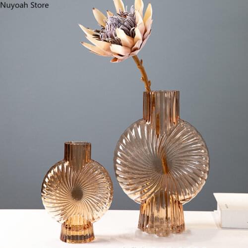 Nordic Creative Irregular Rotating Vertical Stripe Glass Vase Soft Decoration Color Vase Decoration Living Room Home Decoration