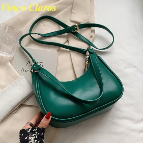 Half Moon Solid PU Leather Shoulder Underarm Bag Crossbody Bag for Women 2021 Fashion Designer Purses and Handbags sac a main