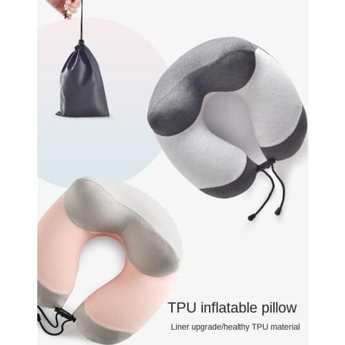 U-Shape Pillow Inflatable Travel Portable Neck Pillow U-Shaped Blowing