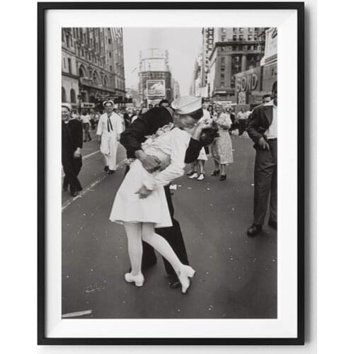 No Frame Vintage Art Black And White Victory Kiss Poster New York Canvas Painting Picture Print Home Wall Art Cuadros Decoration