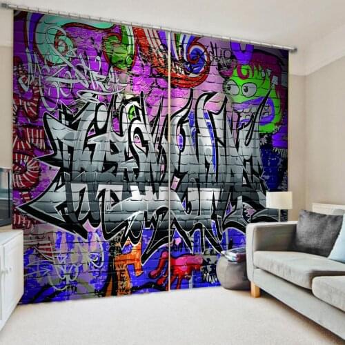 High Quality Blackout Window Curtains Graffiti Curtains For Living Room Bedroom Home Decoration Window Cortinas