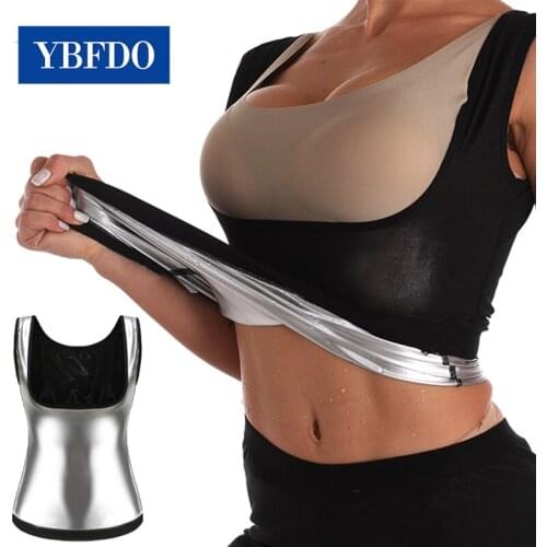 YBFDO Women Silver Coating Thermo Shirt Sweat Sauna Tank Tops Body Shapers Waist Trainer Slimming Vest Fitness Shapewear