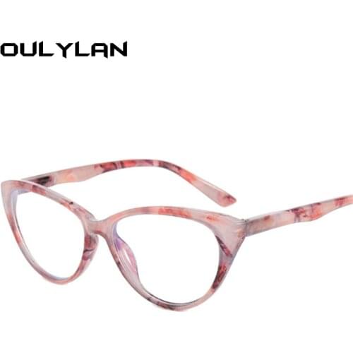 Oulylan Women Anti Blue Lgiht Eyeglasses Frame 2021 Cat Eye Glasses Frame Men Myopia Prescription Spectacles Compute Eyewear