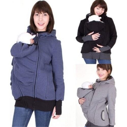 Winter hot three-in-one multifunctional kangaroo hooded parent-child sweater maternity wear and nursing wear