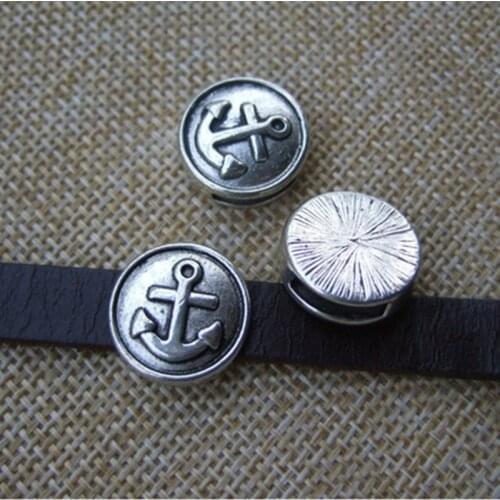 10pcs 10mm Flat Anchor Slider Spacers For 10x2mm Flat Leather Cord Jewelry Findings