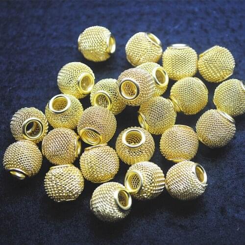 100pcs Loose European Metal Beads Golden Colors With Big Hole 12mm Inner Hole 5mm For Charms WomenS Bracelets Making Accessories