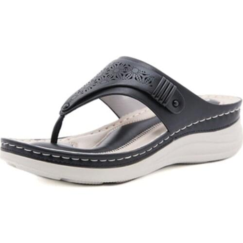 2021 round head fashion toe clipping hollow women comfortable breathable cool drag wedged heel casual large size sandals