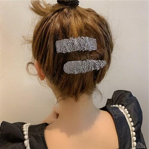 2021 New Sequins BB Clip INS Bohemian Hairpin Female Wave Fabric Bangs Clip
