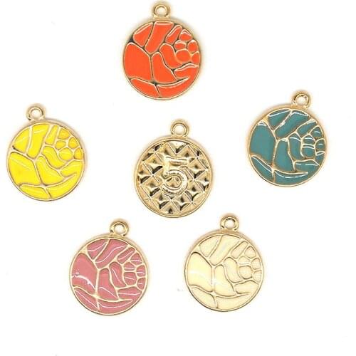 50pcs Summer wind colorful sweet circle charm for earrings bracelet accessories handmade DIY material geometric pendant