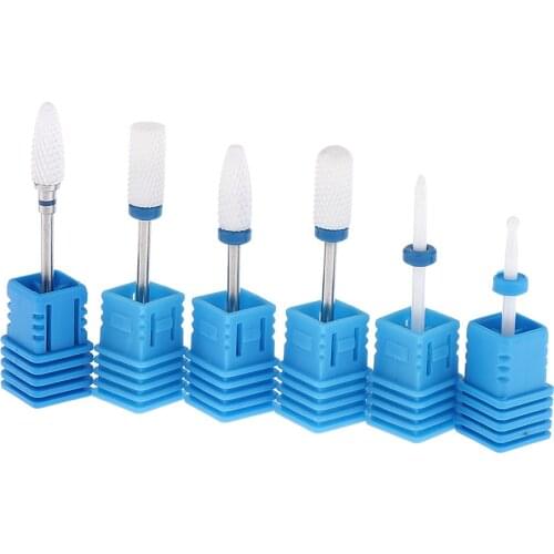 6 Pcs Ceramics Cuticle Clean Drill Bit File Manicure Pedicure Nail Art Tools