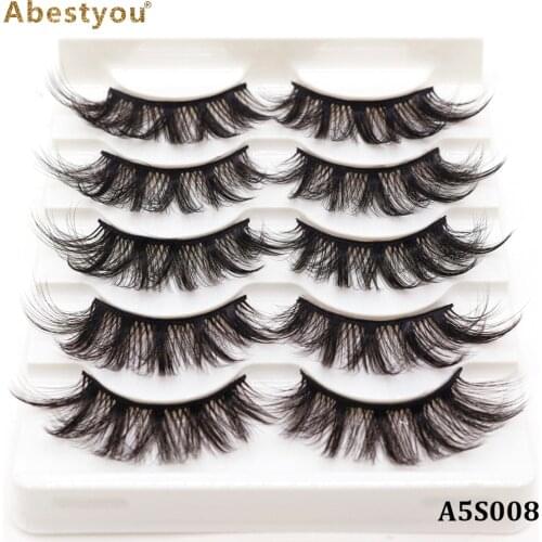 Abestyou 5in1 3D Faux Mink Lashes Reusable Natural Thick Lashes Soft and Easy to Apply Comfortable Make-up Eyelashes