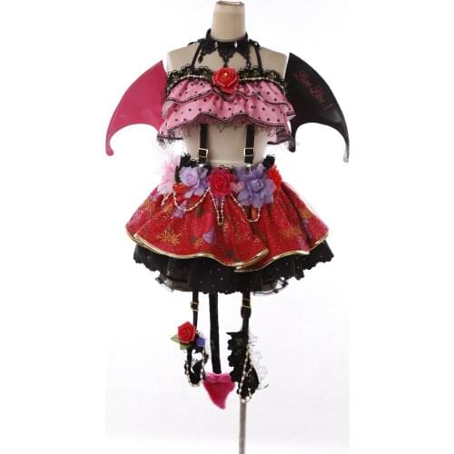 Anime cosplay Love live Yazawa Nico devil dress halloween cosplay costume lolita dress wing tail full sets customized A