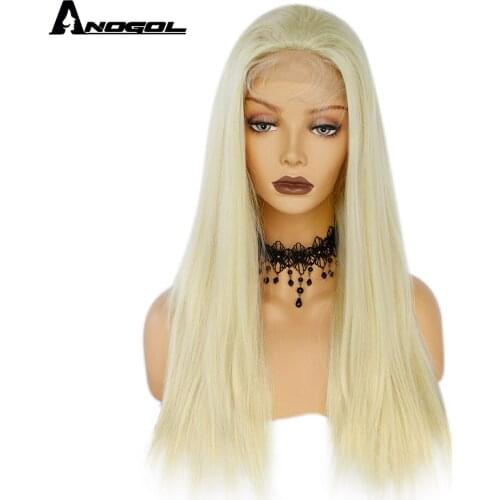 ANOGOL Natural Black Blonde Synthetic 613 Lace Front Wig Long Straight U Part Futura Fiber Wigs for Women Daily Use