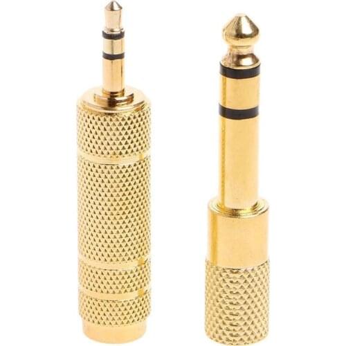 Mayitr 2pcs 6.35 Mm Jack Stereo Cable Gold 6.5mm 1/4\" Male to 3.5mm Female Audio Adapter Converter for Headphone Microphone
