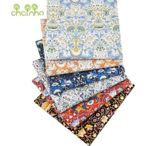 Chainho,Printed Plain Cotton Fabric,DIY Sewing Quilting Poplin Material For Baby & Childrens Shirts,Skirts,Dress,6 Color Series