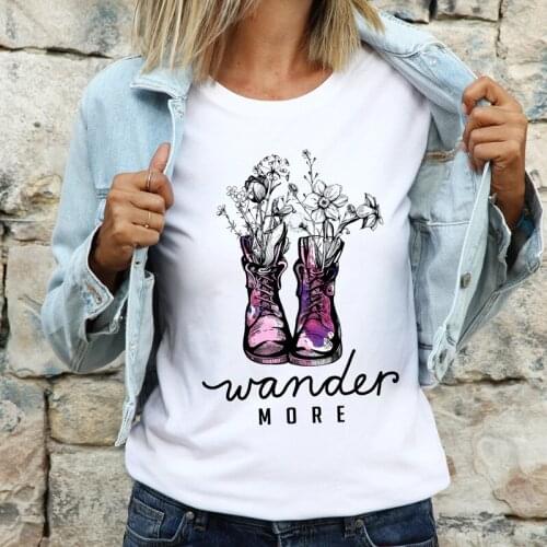 Colored Boho Shoes Wander More T-shirt Vintage Hippie Exploring Tshirt Aesthetic Women Wanderlust Graphic Tee Shirt Top