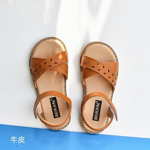 Dolakids Childrens Sandal 2021 New Beach Shoe Princess Leather Non-slip Beach Shoe Girl Girl Baby Hollow Shoes