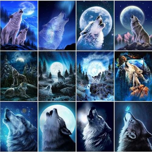 EverShine Diamond Mosaic Wolf Cross Stitch Diamond Painting Animal Picture Of Rhinestones Embroidery Full Square Handmade Gift