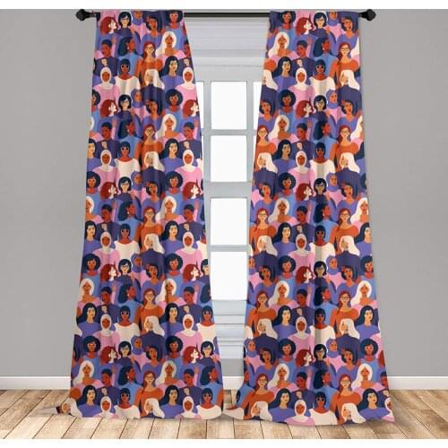 Feminist Window Curtain Female of Diverse Ethnics or Backgrounds Assembled Together Empowerment Lightweight Decorative