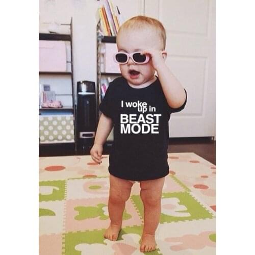 I Woke Up In Beast Mode Hipster Print Kid Tshirts Summer Short Sleeve Funny Kids Tshirt Unisex Children Cute Tee Shirt