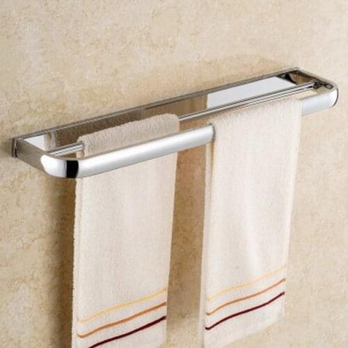 Chrome Double Towel Bar Wall Mounted Bathroom Towel Rail Rack Holder Bathroom Accessories KD893