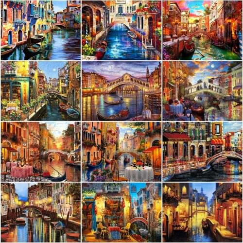 HUACAN Picture By Numbers River Handpainted Oil Painting By Number For Adults Landscape Kits Modern Wall Art Gift