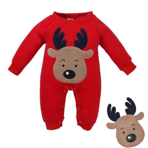 Newborn Baby Girls Boys Reindeer Warm Romper Jumpsuit Playsuit Clothes Outfits Size 0-24M