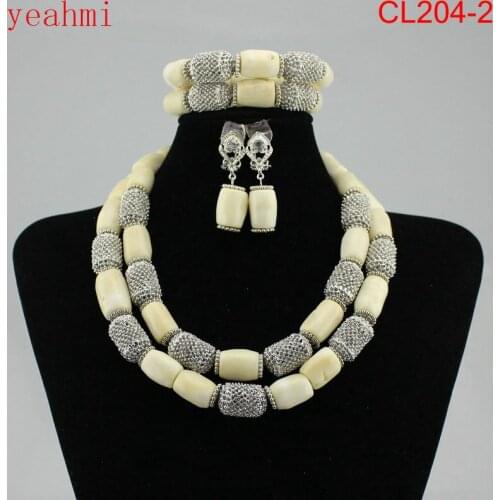 African Nigerian Wedding Coral Necklace Set 2020 Fashion Real Coral Jewelry Set for Women Gold Bridal Beads Jewellery CL204-1