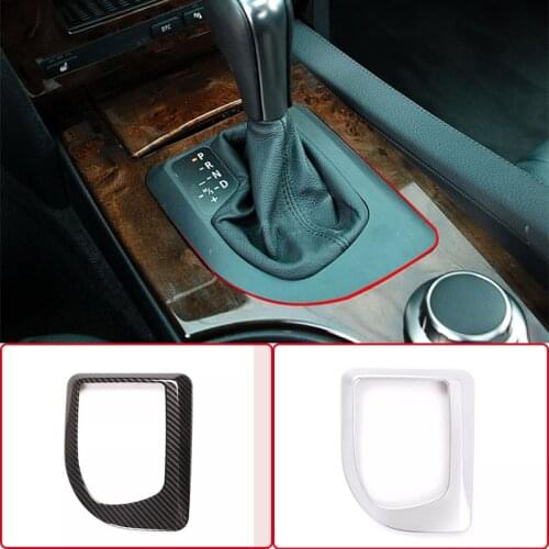 LHD Car Interior Center Console Gear Shift Panel Cover Trim For BMW 5 Series E60 2004-2007 Carbon Fiber/ABS Chrome Car Accessory