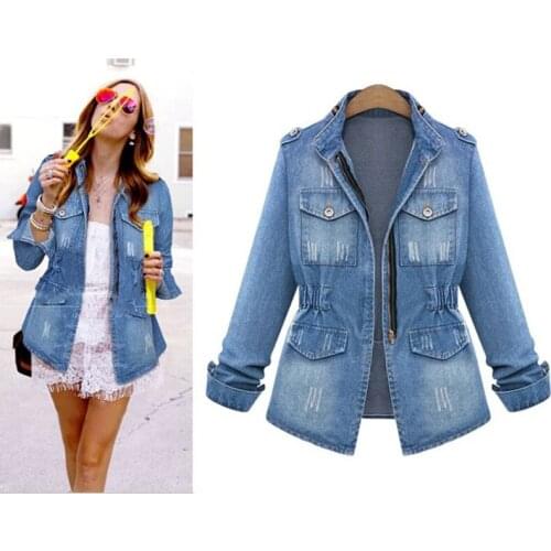 2019 Best selling! Denim Jacket Women High Quality Stand collar Tops Cowboy Plus size 5XL Women wholesale and retail YAGENZA56
