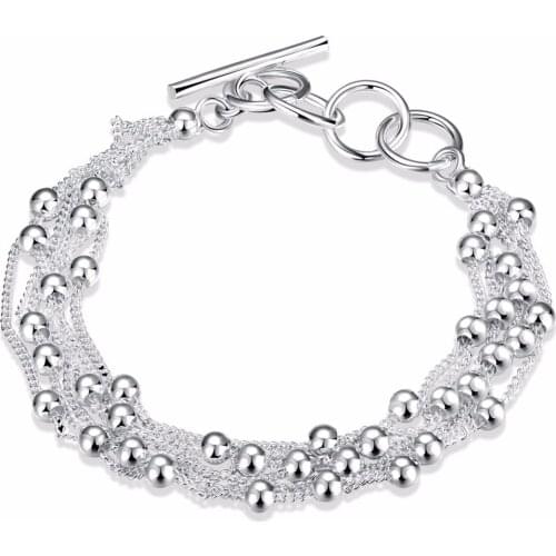 Hot 925 sterling silver buckle buckle six round line ball jewelry sweet style womens bracelet to participate in the party