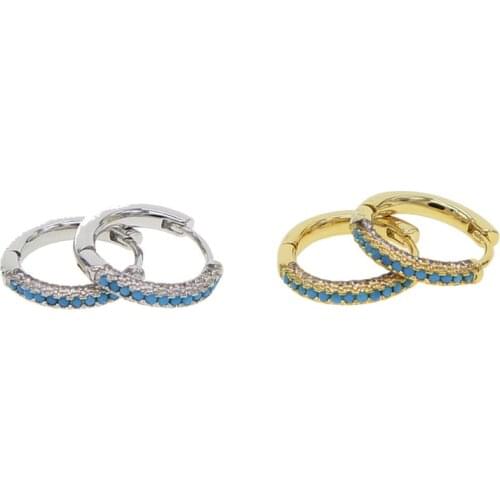 CZ small hoop earrings turquoises minimalist earring for women female jewelry party gift drop shipping delicate cute earring
