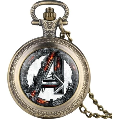 Fashion Age Ultron Retro Quartz Pocket Watch Retro Necklace Pendant Chain Fob Watch Men Hours Unisex Gifts for Fans