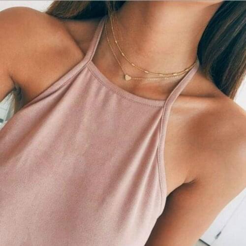 RONGBIN Fashion Gold Silver Color Jewelry Love Heart Necklaces & Pendants Double Chain Choker Necklace Collar Women Jewelry Gift