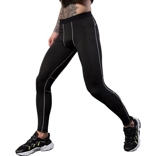 Men Running Tights Sport Leggings Compression Underwear Quick-drying Reflective Strip Zipper Pants Jogging Fitness Gym Trouser