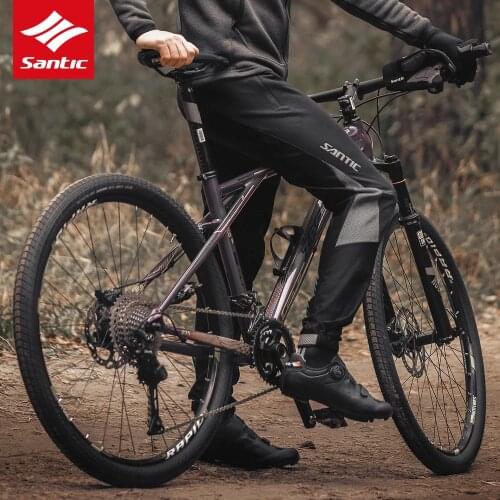 Santic Men Winter Cycling Pants Thermal MTB Road Bike Reflective Pants Fleece Warm Up Pants Ciclismo Outdoor Sports Pants
