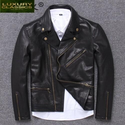 Coat 100% Natural Sheepskin Men Autumn Spring Clothes 2021 Streetwear Genuine Leather Jacket Man Moto Biker Real Leather Coat 15