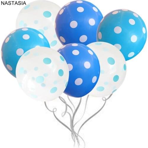NASTASIA 30pcs /lot blue balloons clear polka dot latex balloon kids birthday party decorate boy baby princess ball
