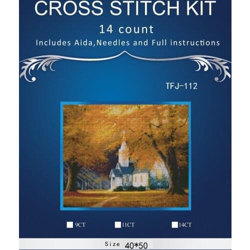 New Embroidery Counted Cross Stitch Kits Needlework - Crafts 14 ct DMC Color DIY Arts Handmade Decor Gold autumn