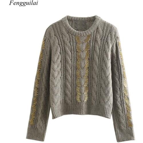 2021 Autumn Winter New Pullover Lazy Style Fashion Sweet Sweater Metal Decorative Street Wear