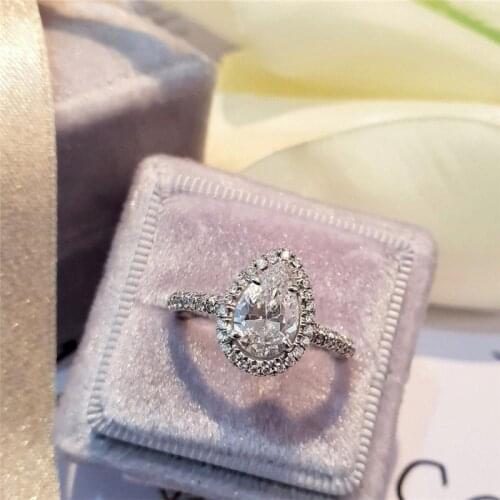 RandH Moissanit Ring 2.00 Carat Pear Cut Pear Shape Engagement Wedding Business Ring for Women 14K Solid Gold | Fancy Ring