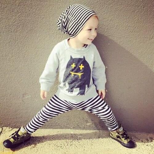 Baby Clothing Newborn Boys Girls Sets Long-Sleeved T-Shirt+Striped Pants Suit Toddler Unisex Cartoon Cotton Pullover Clothes