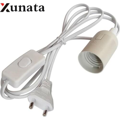 1.8m E27 Lamp Bases EU US plug with switch wire Pendant LED Bulb Socket Holder Adapter 220V 110V