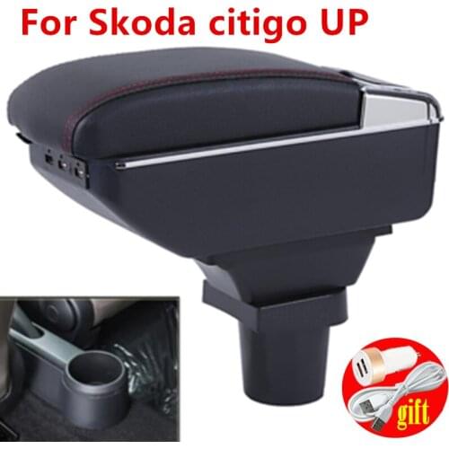 For Skoda citigo UP Armrest box Interior Parts special Retrofit parts Car Armrest Center Storage box with USB LED