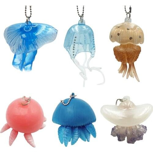 Undersea World Jellyfish Antistress Squishy Toys For Girls Squishi Stress Reliever Toys Phone Strap Keychain Pendant Gags Prank