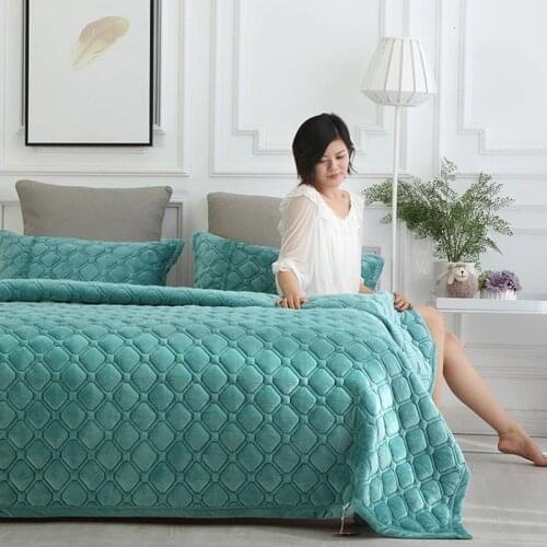 JUSTCHIC Crystal Velvet Bed Sheet Solid Color Thickened Winter Warm Blanket AB Version Cover spread Home Decor